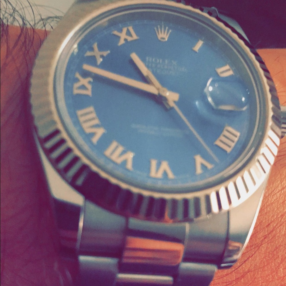 14 kt white gold fluted bezel date just Rolex